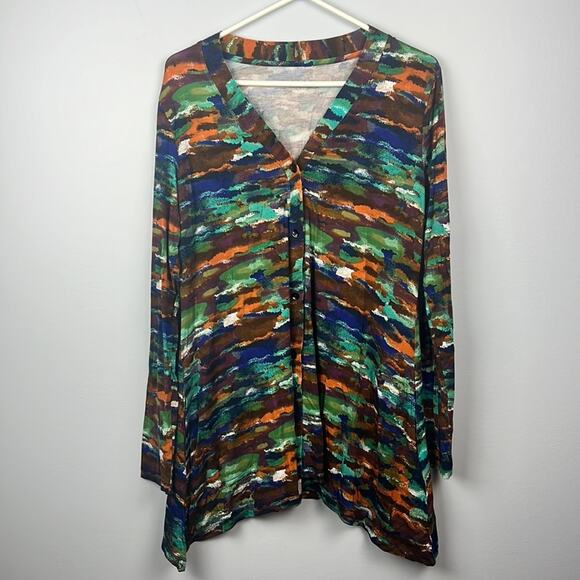 LOGO Lori Goldstein small longline lightweight button front cardigan - Picture 1 of 8